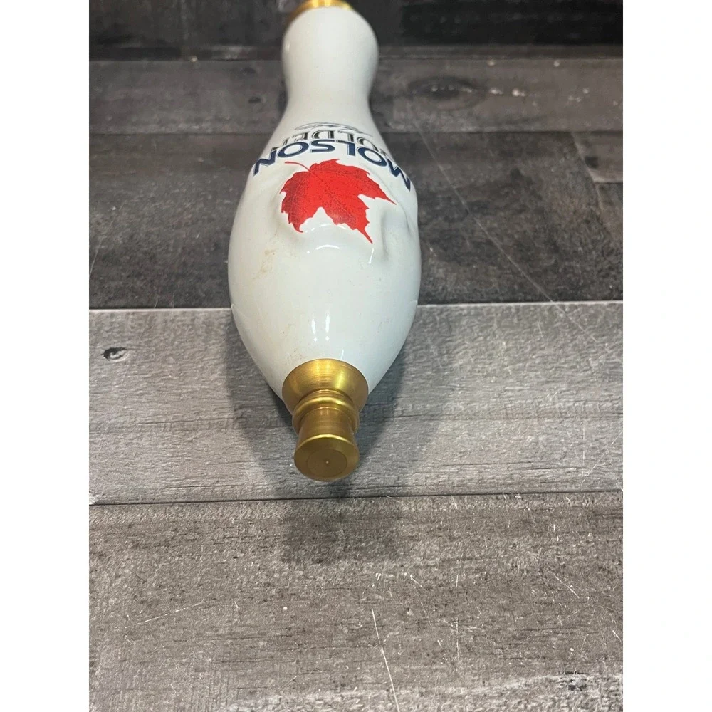 Vintage Molson Golden Beer Tap Handle White Ceramic Red Maple Leaf Logo 12 Inch